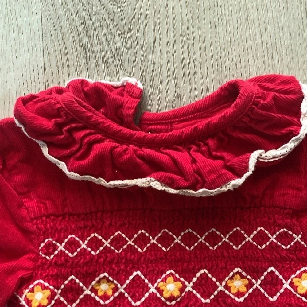 Kaisely Girls Red Smocked‎ Dress